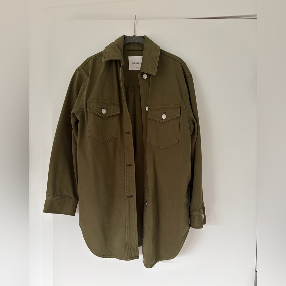 Wilfred Aritzia khaki green denim jacket, worn once